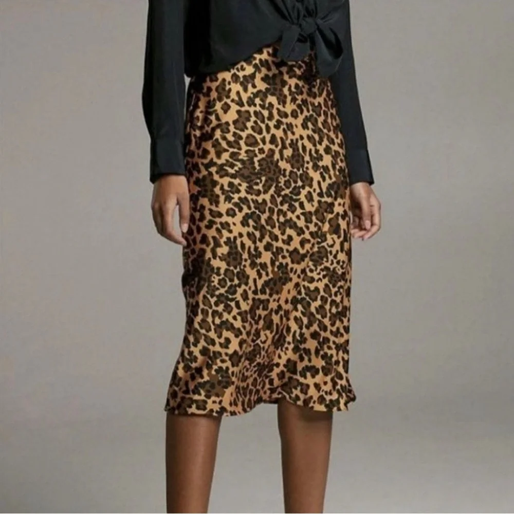 BABATON Ryland Slip Skirt Satin Midi Leopard Print Skirt Aritzia 2 - Picture 1 of 6